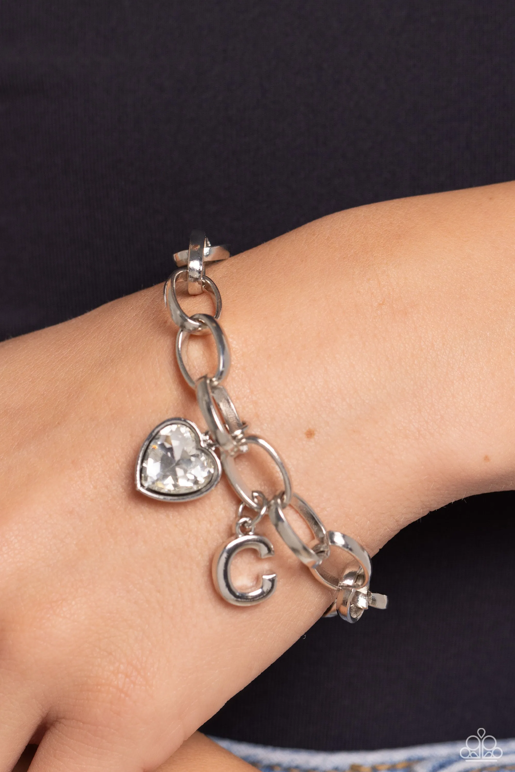 PAPARAZZI Guess Now Its INITIAL - White - C - BRACELETS
