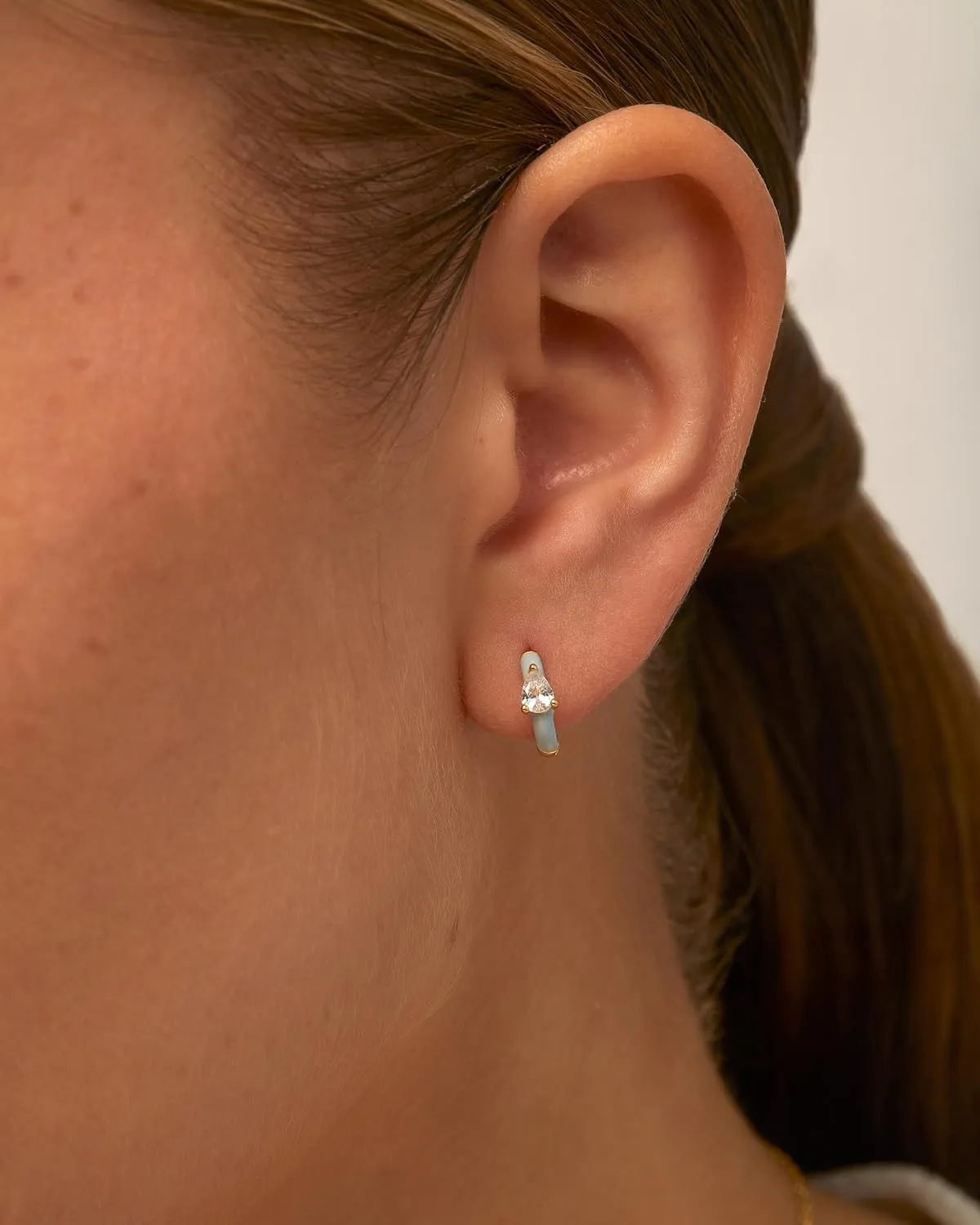 PAVOI 14K Gold Plated Sterling Silver Post Earrings for Women - Colored Enamel Cubic Zirconia Huggie Hoop Earrings - Blue Pink Purple White Jewelry