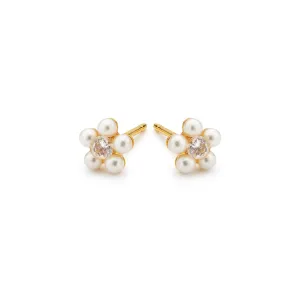 Pearl & Crystal Flower Earrings