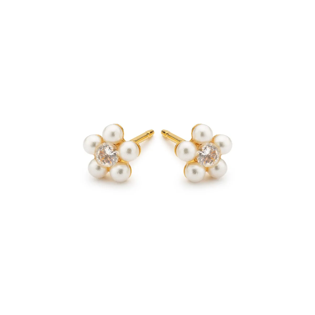 Pearl & Crystal Flower Earrings