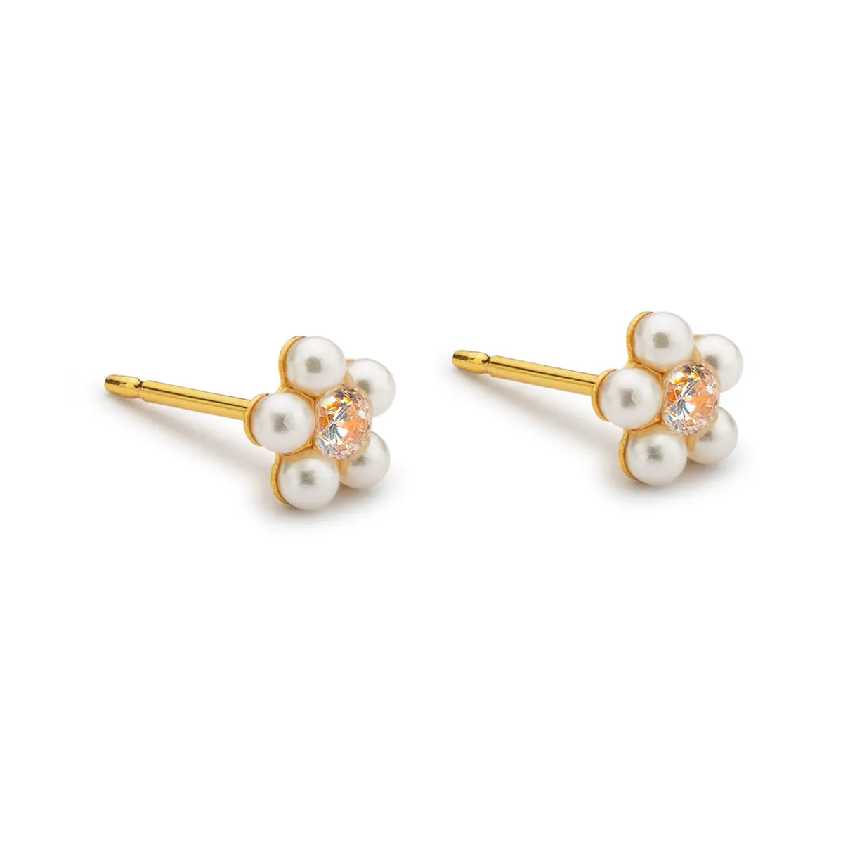 Pearl & Crystal Flower Earrings