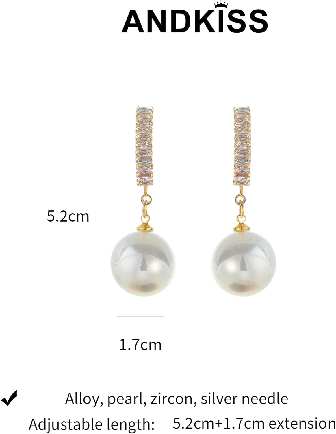 Pearl Gold Stud Earrings for Women - 14K Gold Plated Pearl Chunky Hypoallergenic Trendy Stud Earrings Dainty Jewelry For Women Gift
