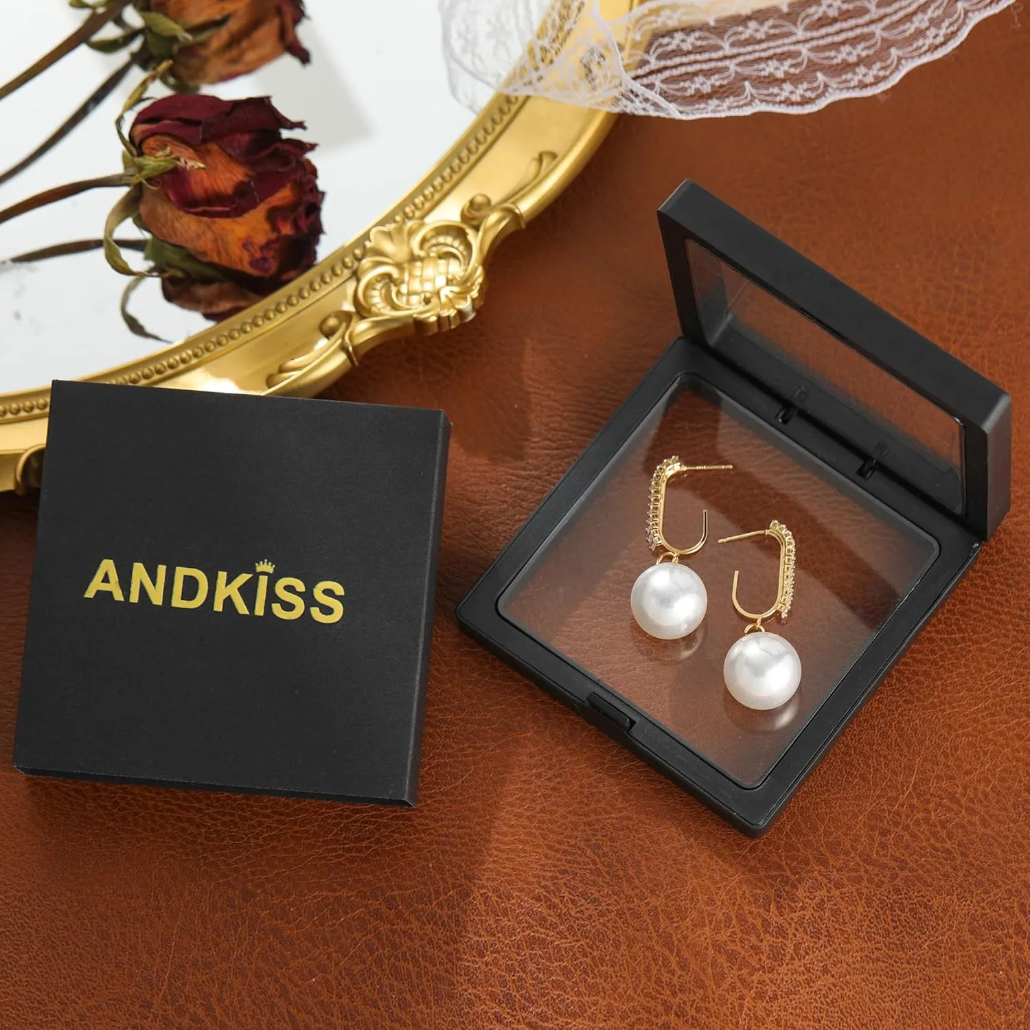 Pearl Gold Stud Earrings for Women - 14K Gold Plated Pearl Chunky Hypoallergenic Trendy Stud Earrings Dainty Jewelry For Women Gift