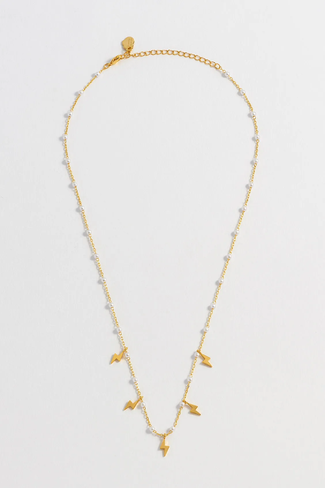 Pearl Power Bolt Charm Necklace
