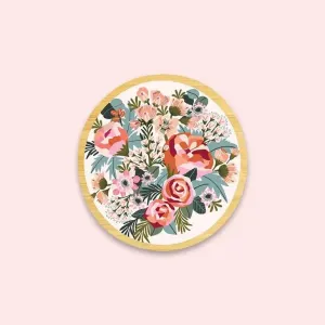 Peonies Wooden Brooch