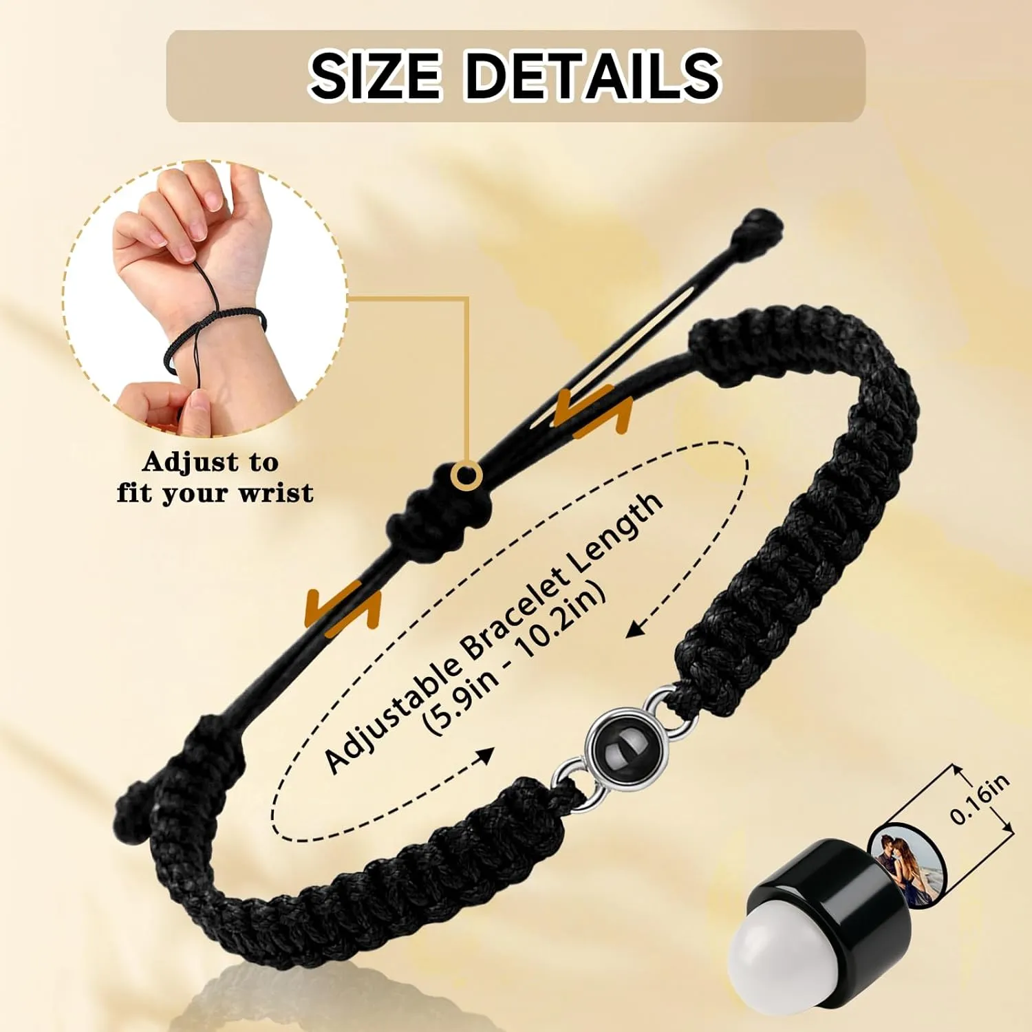 Personalized Bracelet with Picture inside - Custom Projection Bracelets with Photos, Customized Memorial Gifts for Women, Valentines Gifts for Wife Girlfriend