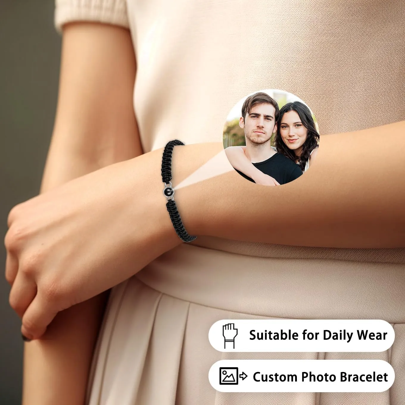 Personalized Bracelet with Picture inside - Custom Projection Bracelets with Photos, Customized Memorial Gifts for Women, Valentines Gifts for Wife Girlfriend