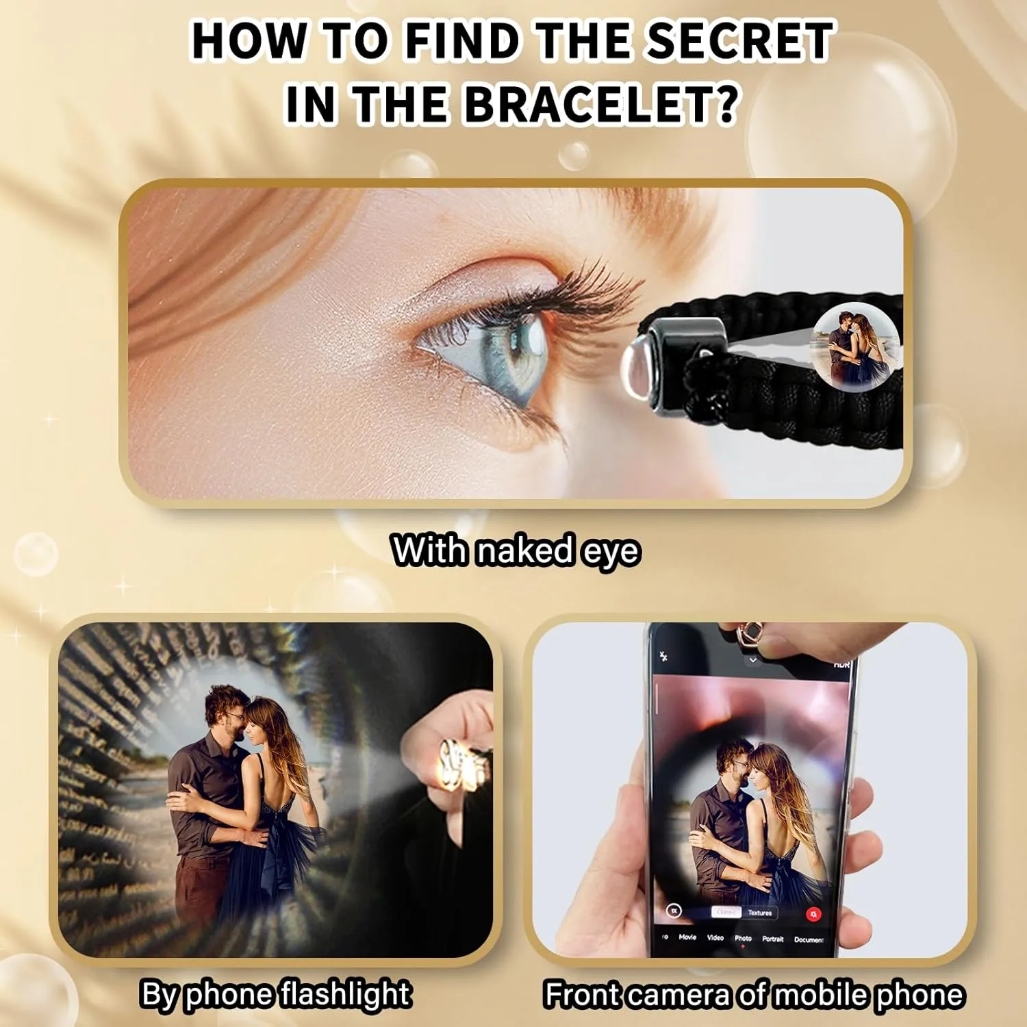 Personalized Bracelet with Picture inside - Custom Projection Bracelets with Photos, Customized Memorial Gifts for Women, Valentines Gifts for Wife Girlfriend