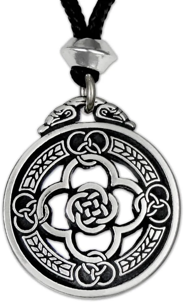 Pewter Celtic Knot Warrior Shield Pendant Necklace