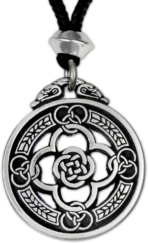 Pewter Celtic Knot Warrior Shield Pendant Necklace