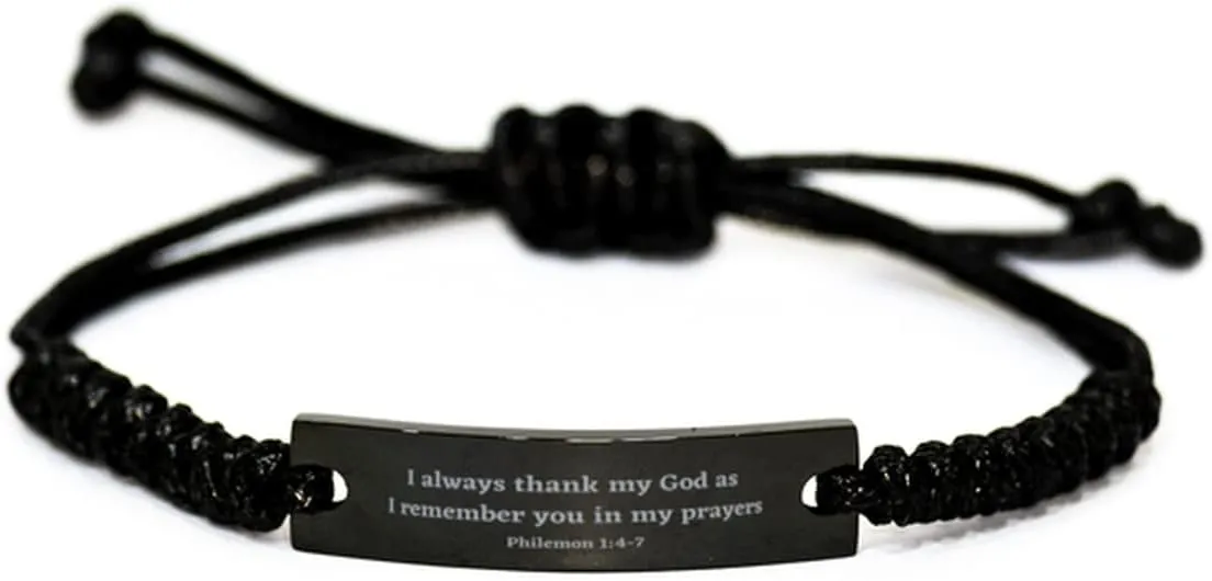Philemon 1:4-7 Christian Bracelet,I Always Thank My God as I Remember You in My Prayers,Christian Gifts,Bible Verse Bracelets,Christian Woman or Teen,Rope Bracelet