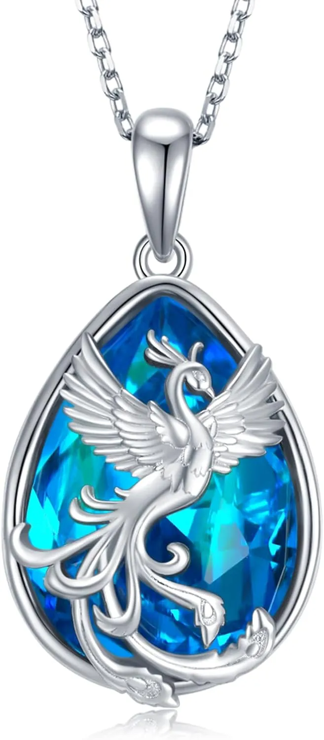 Phoenix Necklace for Women 925 Sterling Silver Phoenix Pendant Necklace Crystals Phoenix Jewelry Gifts for Women Mom
