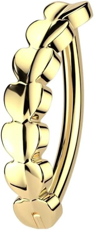 Pierced Owl 14GA ASTM F-136 Implant Grade Titanium Heart Lined Hinged Curved Bar Belly Button Ring