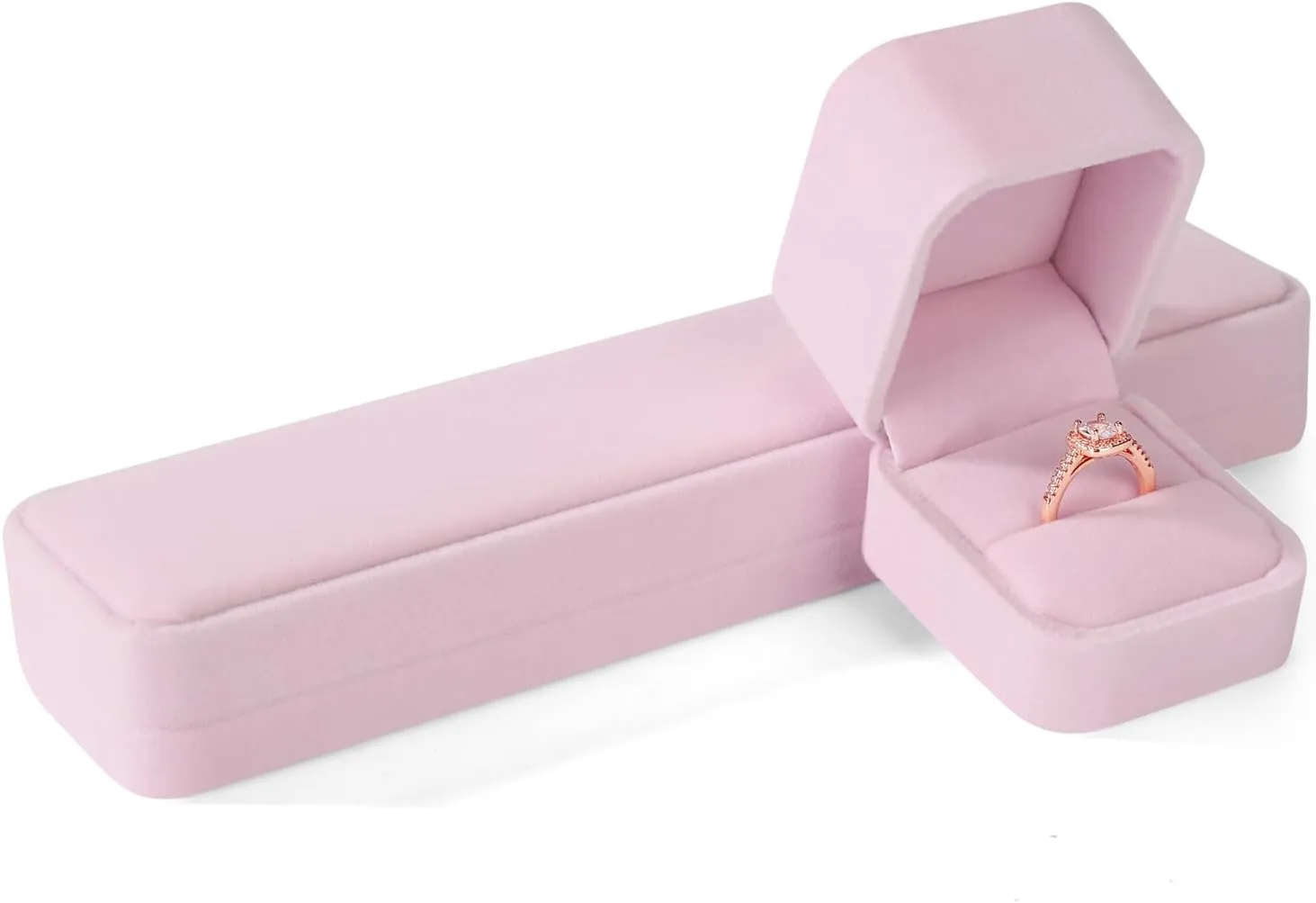 Pink Velvet Long Chain Bracelet Necklace Watch Storage Box Gift Case, Premium Gorgeous Jewelry Display Box for Wedding,Engagement, Proposal, Birthday and Anniversary (Pink)