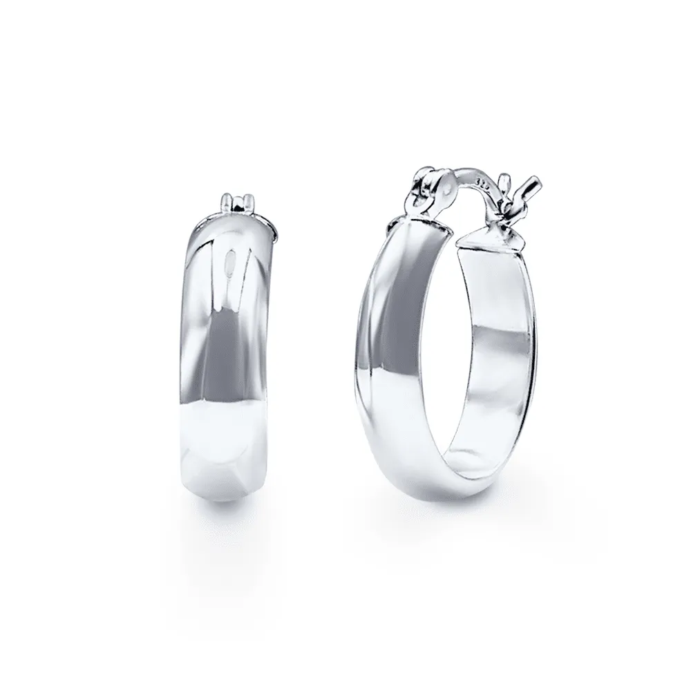 Plain Oval Earrings in Sterling Silver