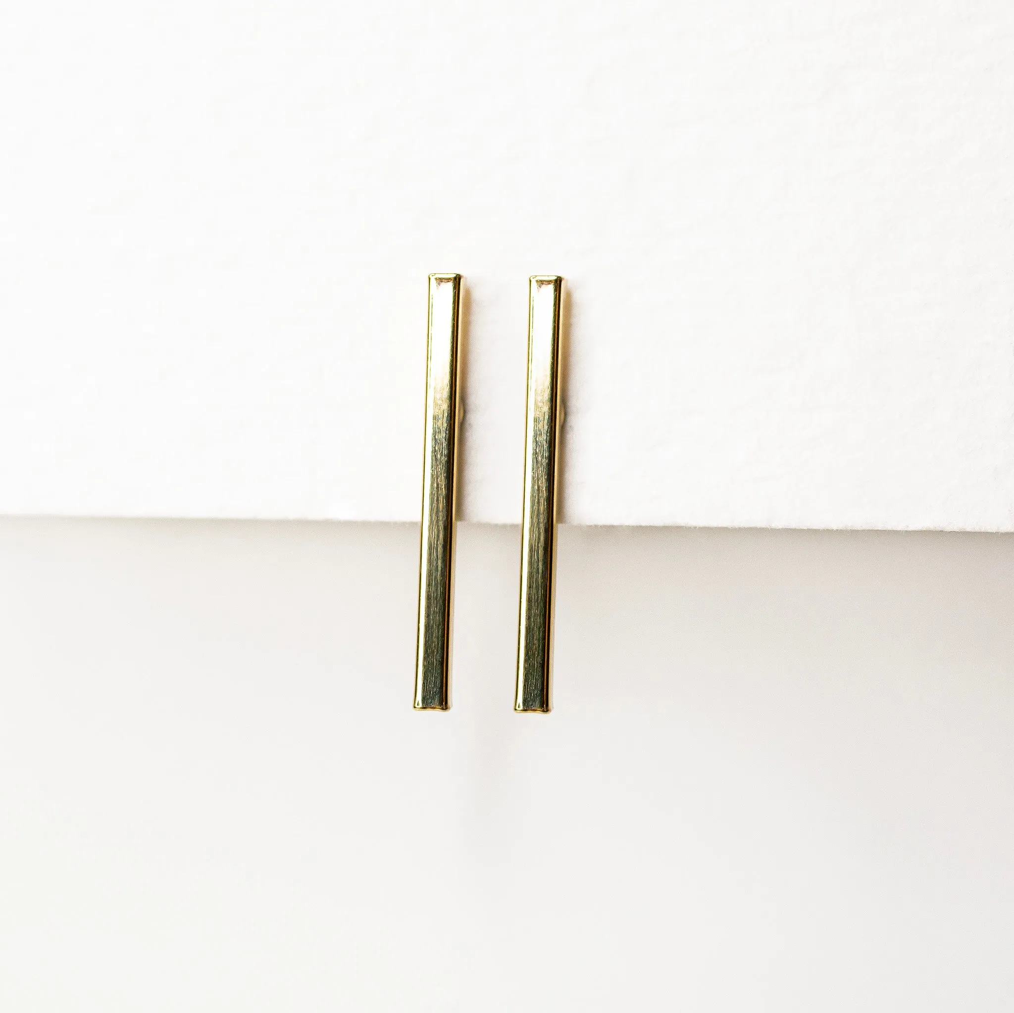 Polished Vertical Bar Stud Earrings