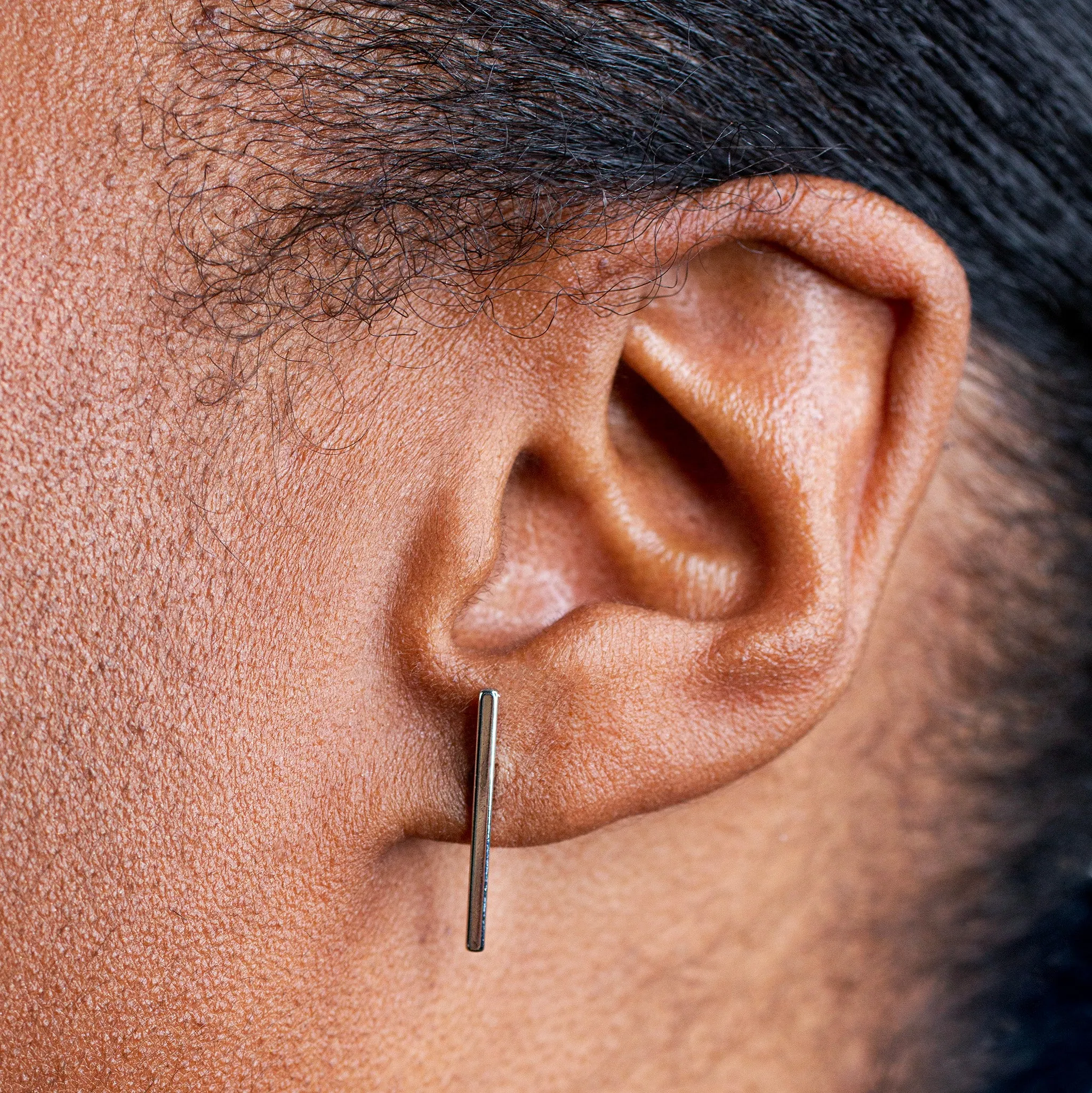Polished Vertical Bar Stud Earrings