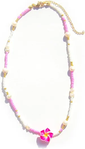 POYAMUSE Hawaiian Flower Choker Necklace for Women - Boho Beach Jewelry, Plumeria Choker Necklace Jewelry for Women, Tropical Accessories for Summer Vacation