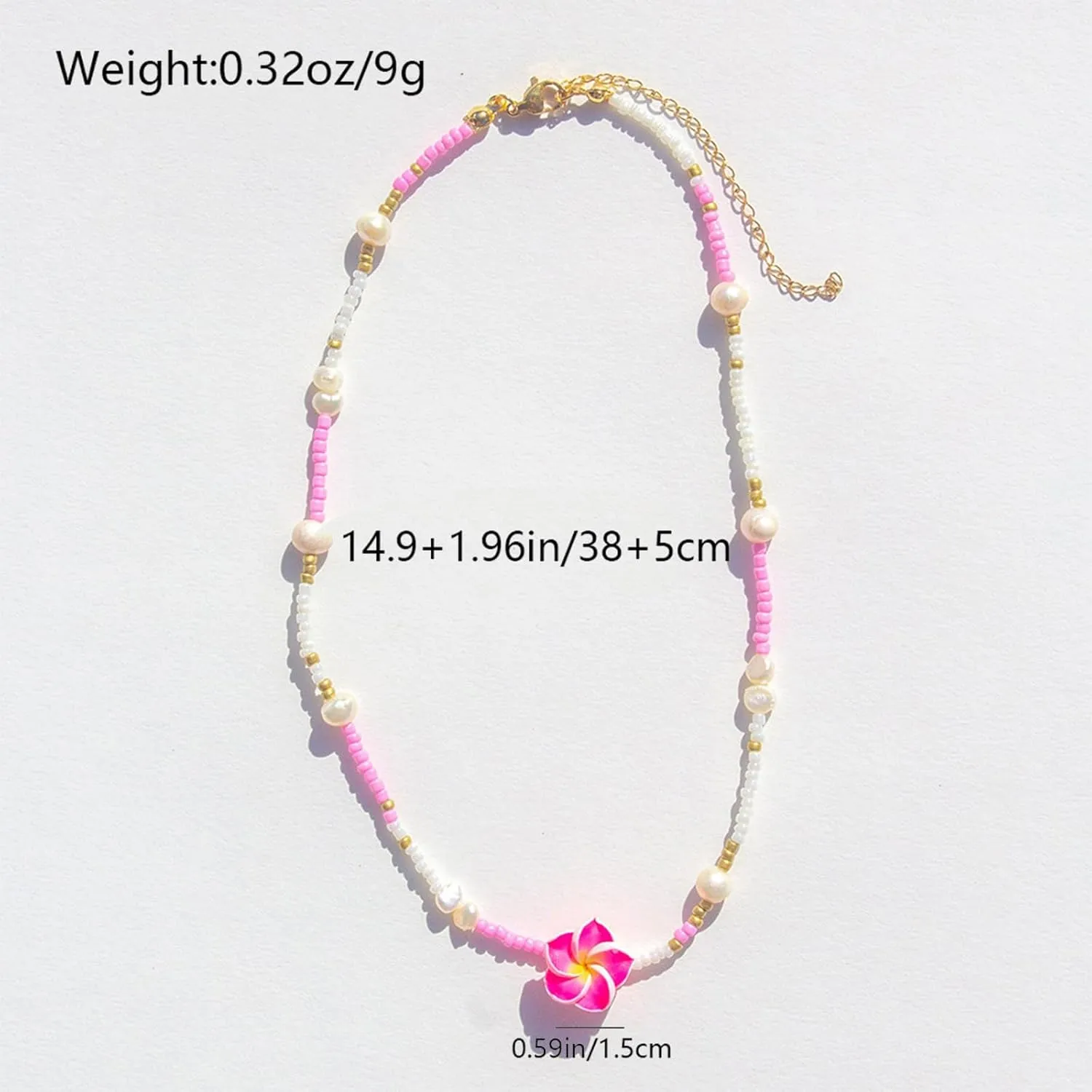 POYAMUSE Hawaiian Flower Choker Necklace for Women - Boho Beach Jewelry, Plumeria Choker Necklace Jewelry for Women, Tropical Accessories for Summer Vacation