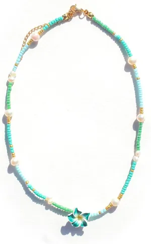 POYAMUSE Hawaiian Flower Choker Necklace for Women - Boho Beach Jewelry, Plumeria Choker Necklace Jewelry for Women, Tropical Accessories for Summer Vacation