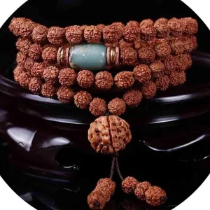 Prayer Beads,Beads Necklace,Bracelet, 108 Bracelet Buddhist Beads Bodhi Prayer Tibetan Link Wrist Natural Rudraksha National Style Meditation Mala Wrap/Necklace Jewelry(Color:A)