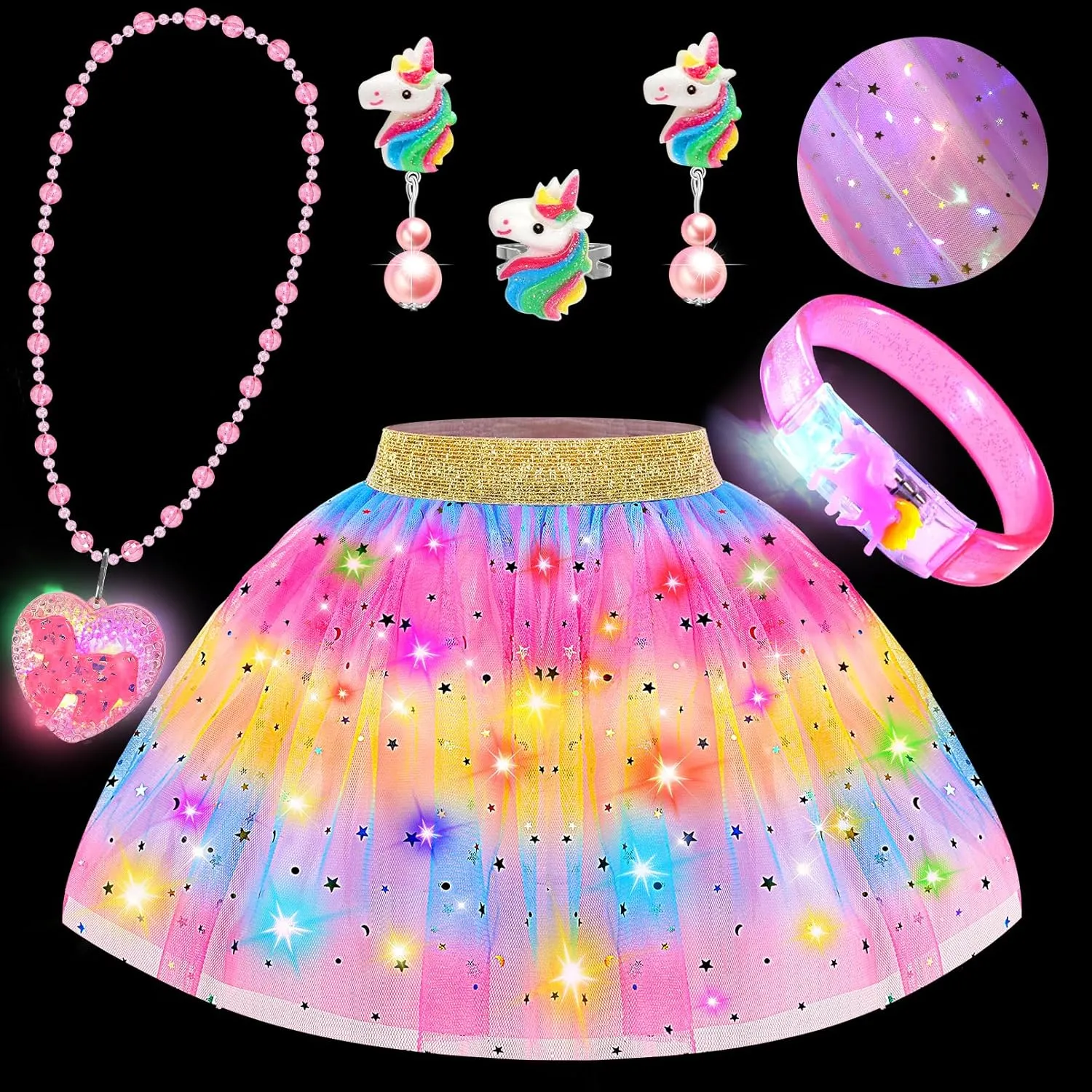 Princess Dress Up for Girls 4-6,Light Up Dress Up Clothes Toddler Toy,Kids Toys for 3-6 year old Girl Birthday Gift