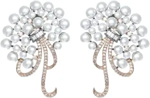 Priyaasi Women's Floral American Diamond Rose Gold Plated Earrings One Size Silver