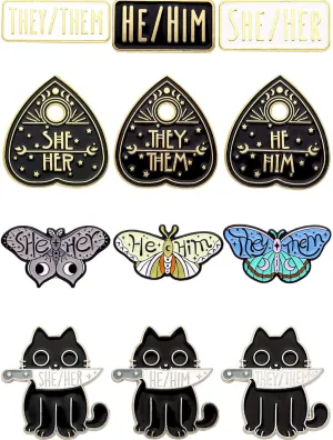 Pronoun Enamel Pins Set of 12  Collectible Metal Lapel Pins for Backpacks, Jackets, Hats & More  He/Him, She/Her, They/Them Pins  Unique Gift for Pride, Allies & Pin Collectors