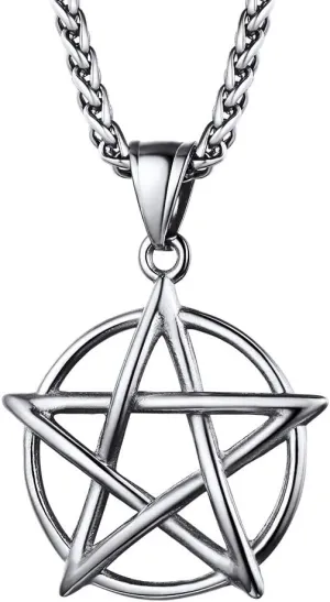 PROSTEEL Stainless Steel Tetragrammaton Pentacle Necklace, Eliphas Levi's Pentagram, Men Women Amulet Statement Jewelry, Wiccan Magical Star Satanism Pendant Necklace