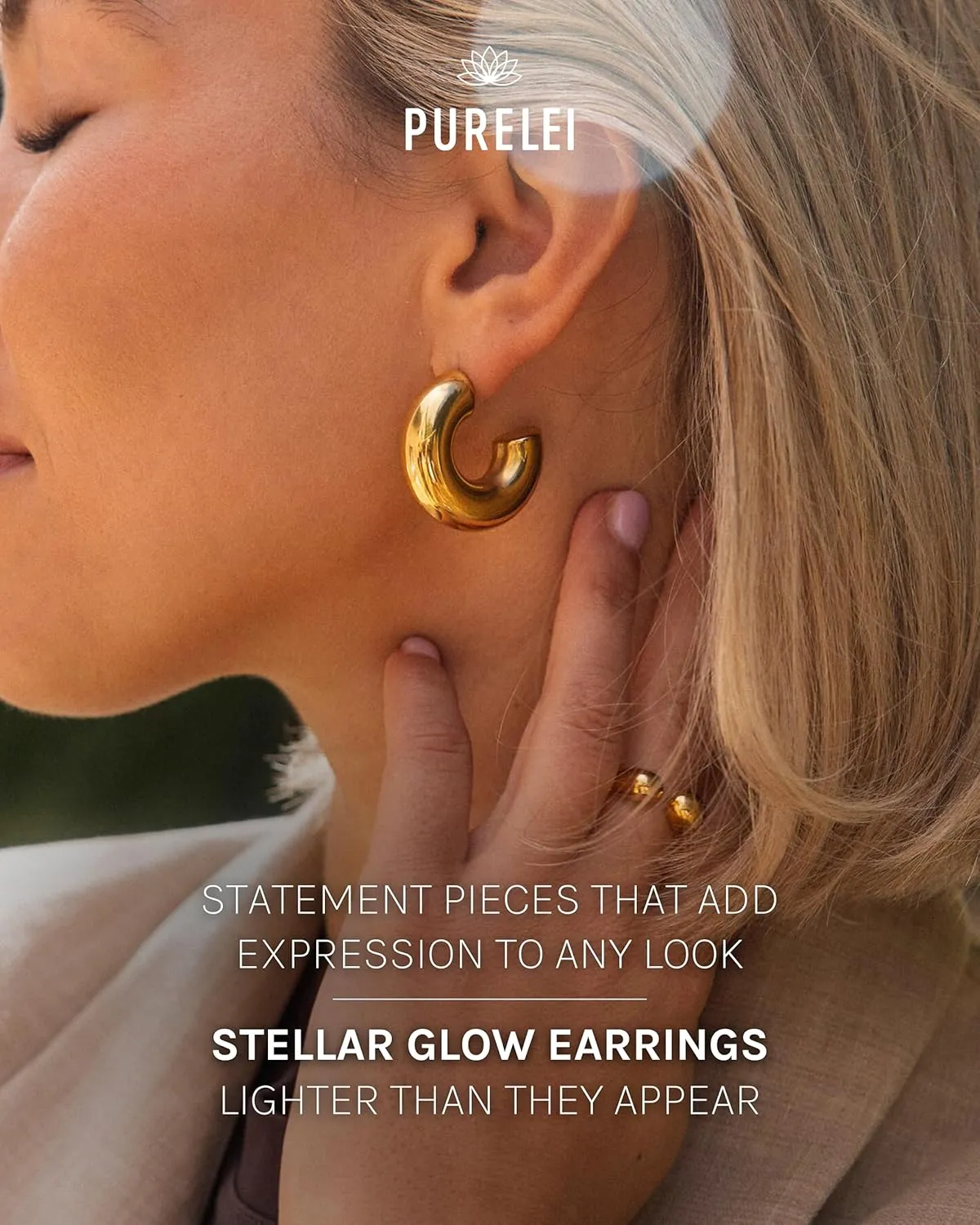 PURELEI Stellar Glow Earrings  stainless steel jewelry  Water-resistant earrings for women  1.22 inch diameter  Fashion jewelry for your individual look