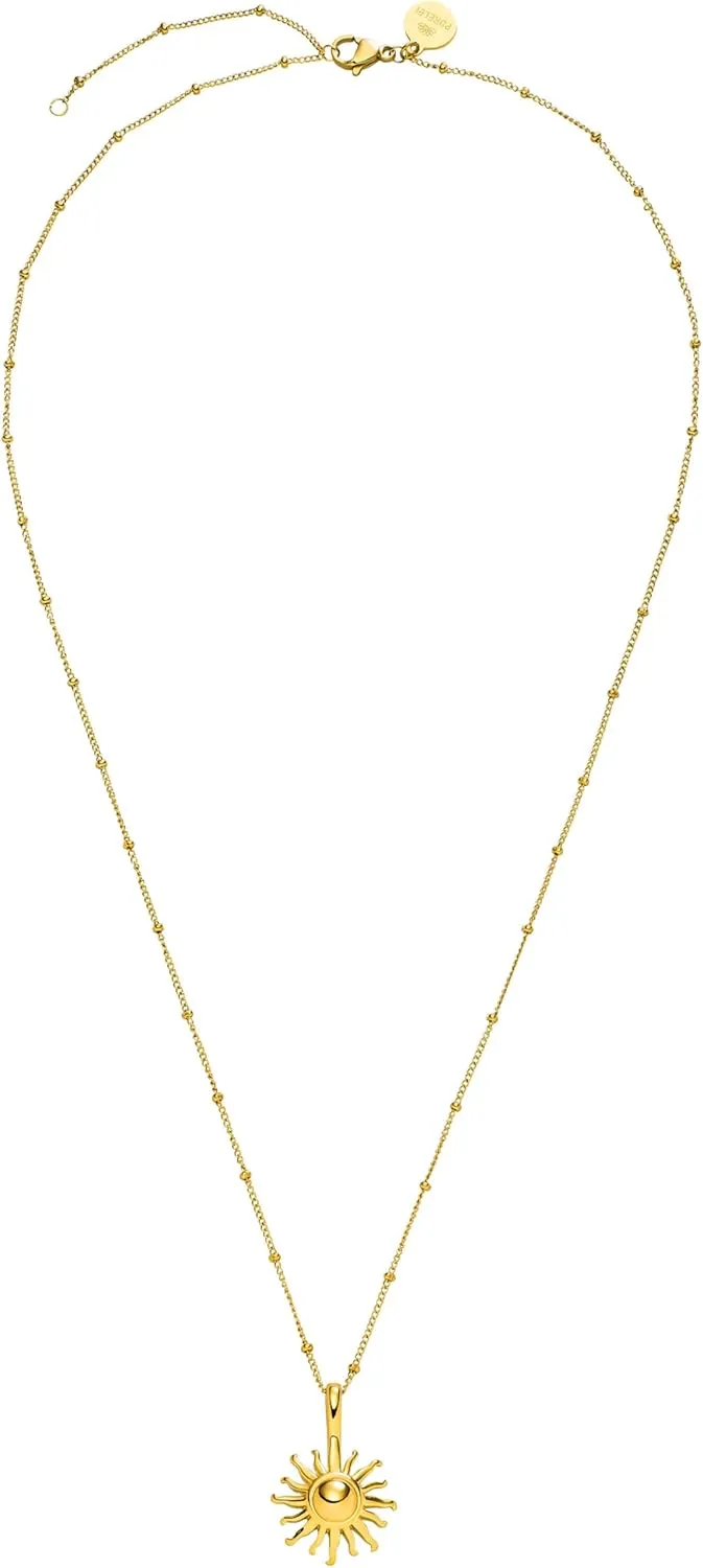 Purelei Sun Necklace  18K Gold plated stainless steel jewelry  Waterproof chain  20 to 22 inch adjustable length  Fashion jewelry for your individual look