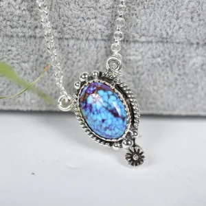 Purple Copper Turquoise Native American 925 Sterling Silver Southwestern Pendant