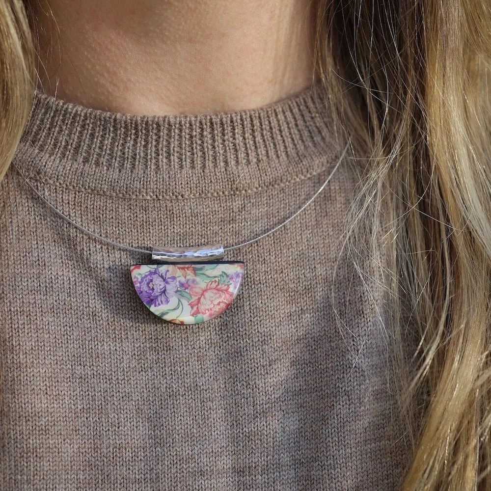 Purple Kimono Half Moon Pendant
