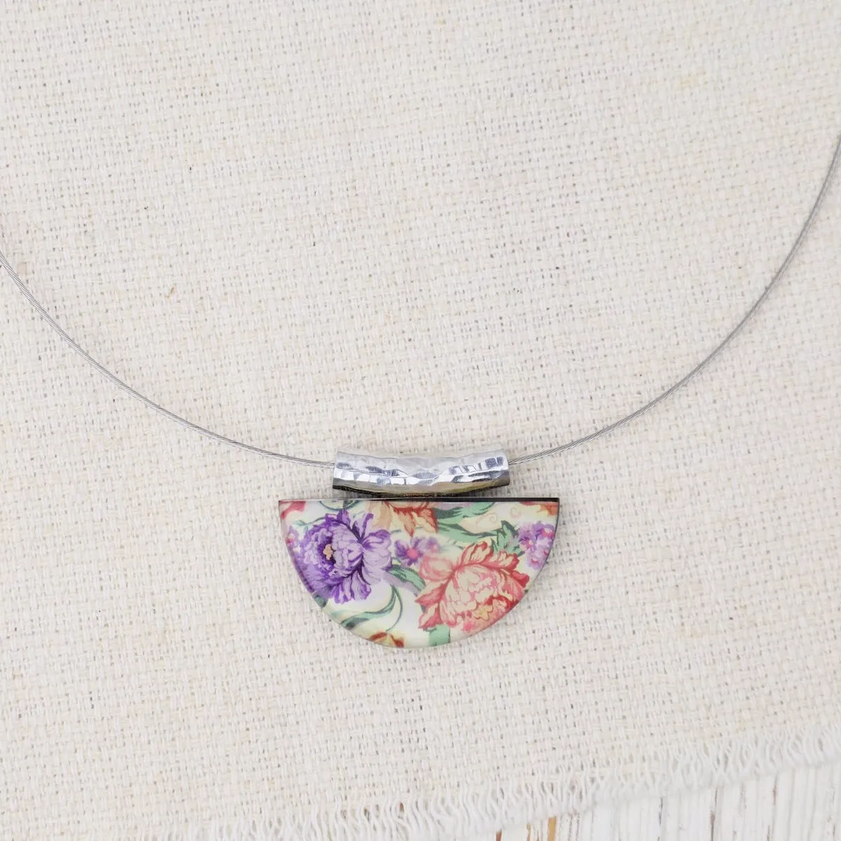 Purple Kimono Half Moon Pendant