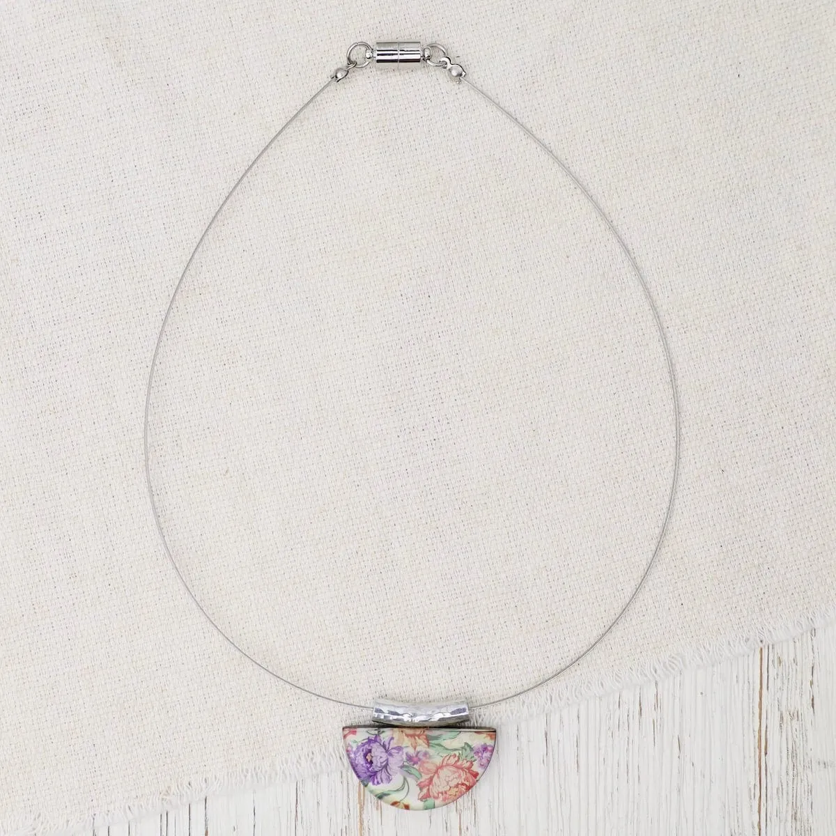 Purple Kimono Half Moon Pendant