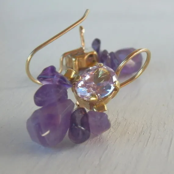 Purple Zircon Amethyst Bee Earrings