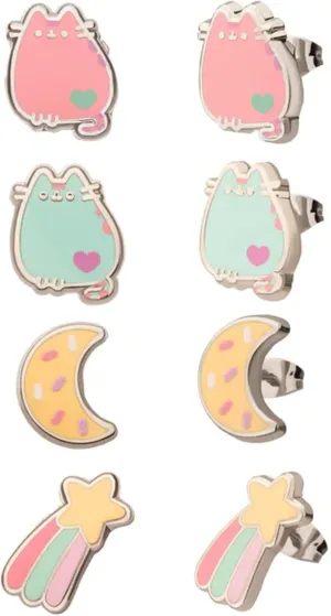 Pusheen Space 4-Piece Enamel Stud Earring Set