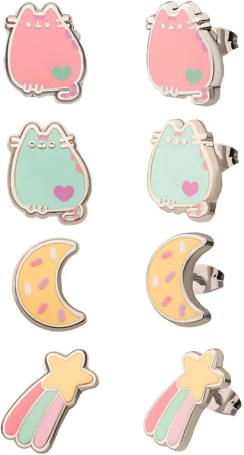 Pusheen Space 4-Piece Enamel Stud Earring Set
