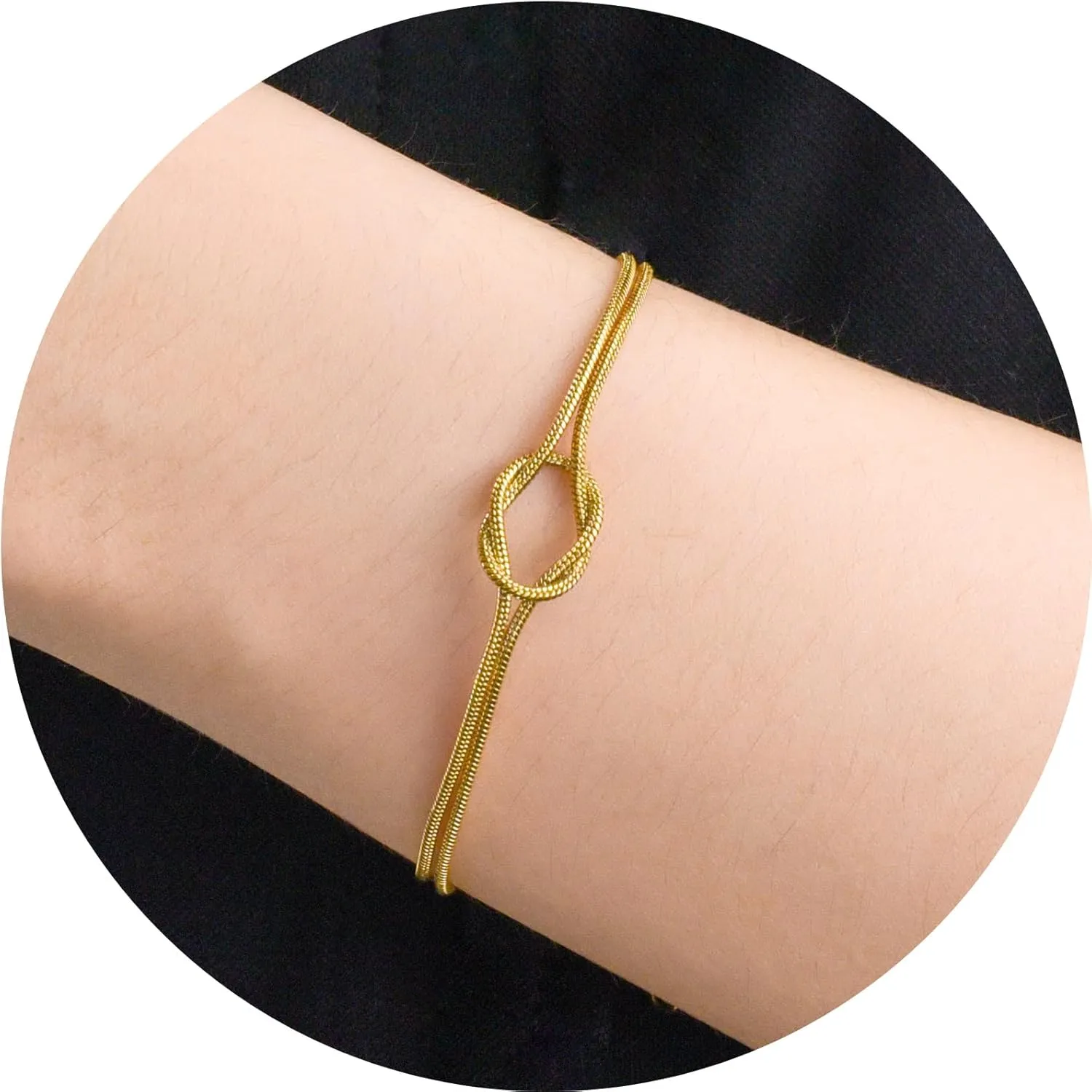 QianSiLi Mother Daughter Best Friend Love Knot Bracelet Snake Chain Infinity Bracelets for Women Friendship Birthday Valentine's Day Christmas Gifts for Daughter Friend Women Her