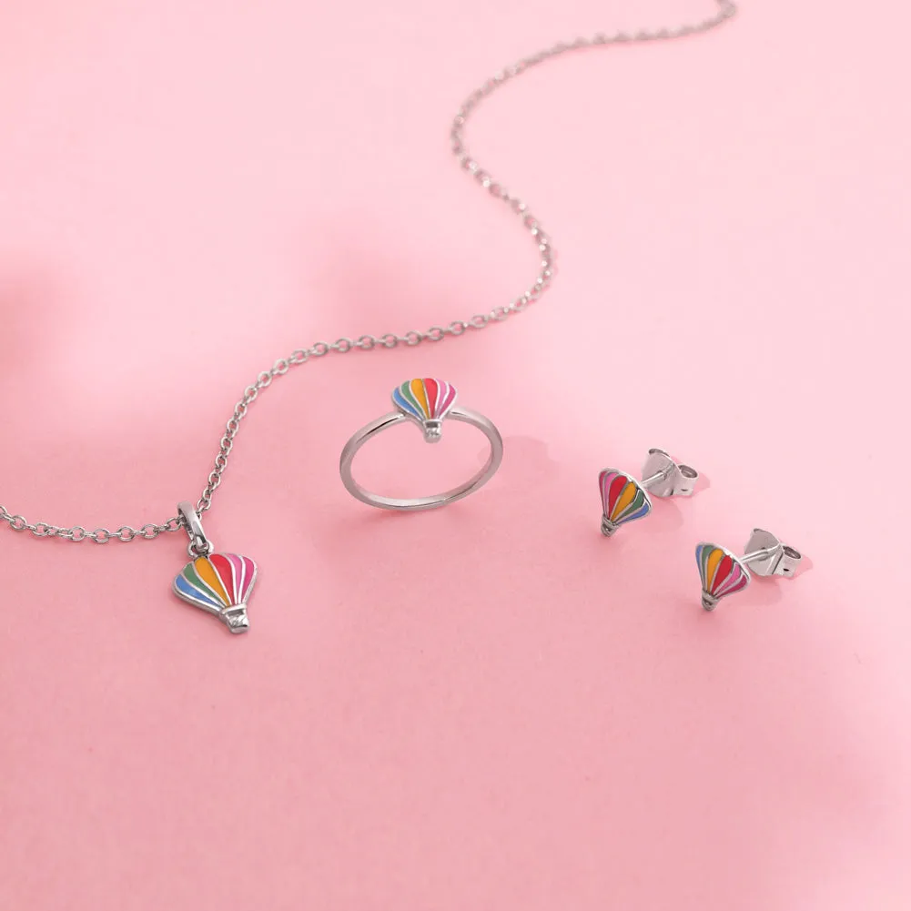 Radiant Hot Air Balloon Kids / Children / Girl Earrings Enamel - Sterling Silver