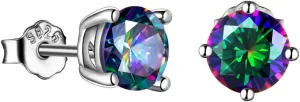 Rainbow Color Mystic Green Topaz Stud Earrings for Men 925 Sterling Silver Stud Earrings for Women Magic Green Earrings Hypoallergenic Earring Birthday Christmas Gifts for Women Girls Mom Wife Girlfriend