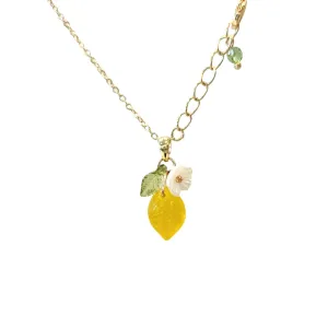 RainDesigns Custom Lemon Necklace Design Your Own Handmade Yellow Transparent Opaque Citrus Fruit 14K Gold/925 Silver plated Jewelry Personalized Czech Glass Gift for Women Girl