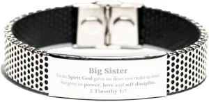 Religious Gifts for Big Sister 2 Timothy 1:7 Stainless Steel Bracelet Inspirational for Big Sister Christmas Unique Prayer Gifts For the Spirit God gave us does not make us timid.
