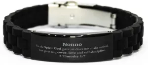 Religious Gifts for Nonno 2 Timothy 1:7 Black Glidelock Clasp Bracelet Inspirational for Nonno Christmas Unique Prayer Gifts For the Spirit God gave us does not make us timid.