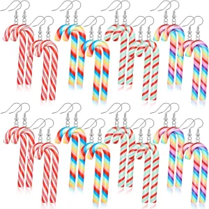 Remuuly 16 Pairs Christmas Earrings Candy Cane Dangle Earrings for Women Xmas Hook Jewelry Earrings Cute Earrings Dangle Drop Cute Jewelry for Girls Winter Holiday Festive Gifts