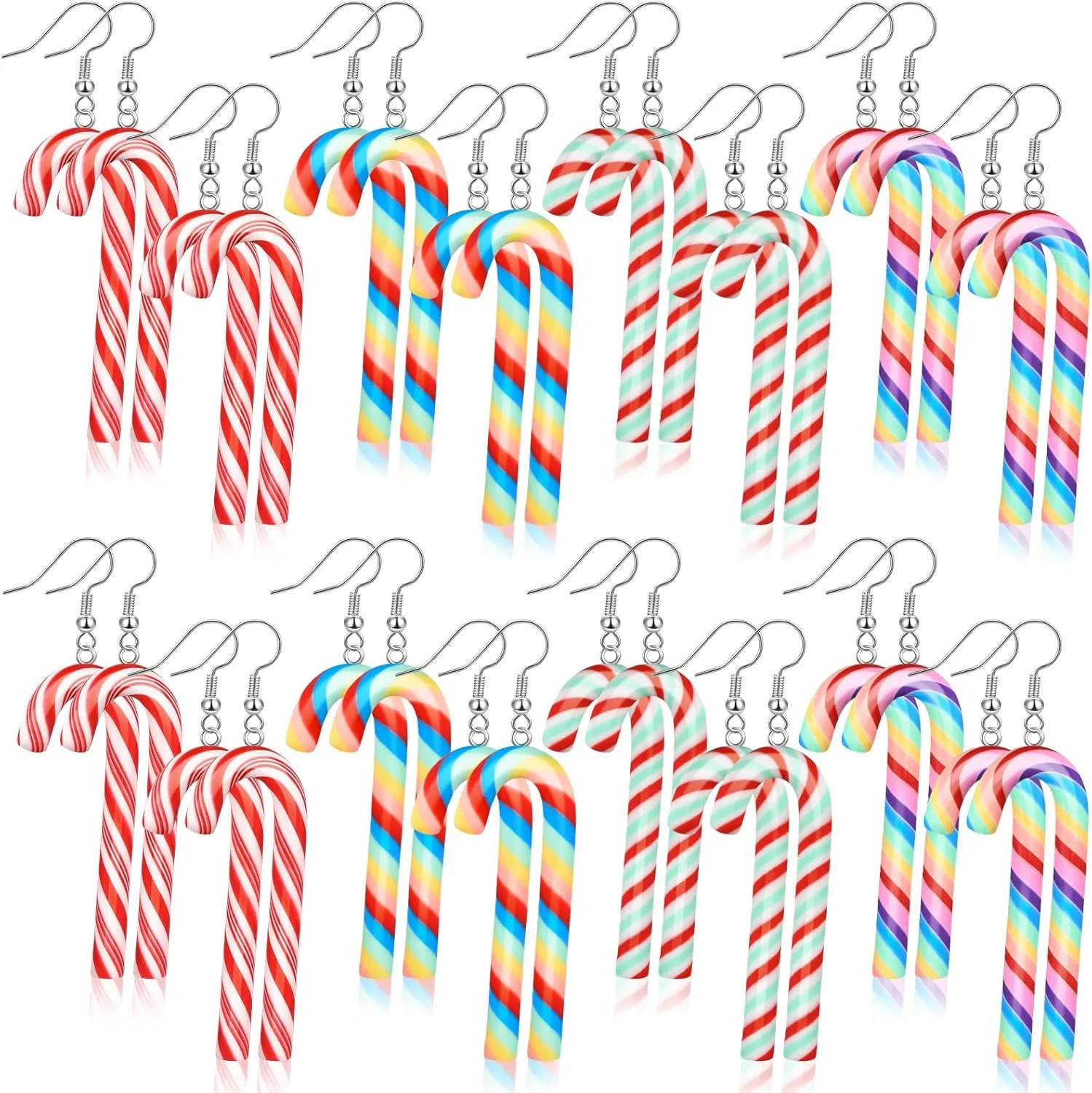 Remuuly 16 Pairs Christmas Earrings Candy Cane Dangle Earrings for Women Xmas Hook Jewelry Earrings Cute Earrings Dangle Drop Cute Jewelry for Girls Winter Holiday Festive Gifts