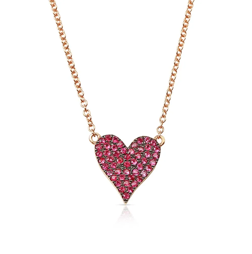 REVERSIBLE WHITE DIAMOND AND RED RUBY HEART NECKLACE