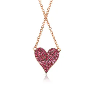 REVERSIBLE WHITE DIAMOND AND RED RUBY HEART NECKLACE