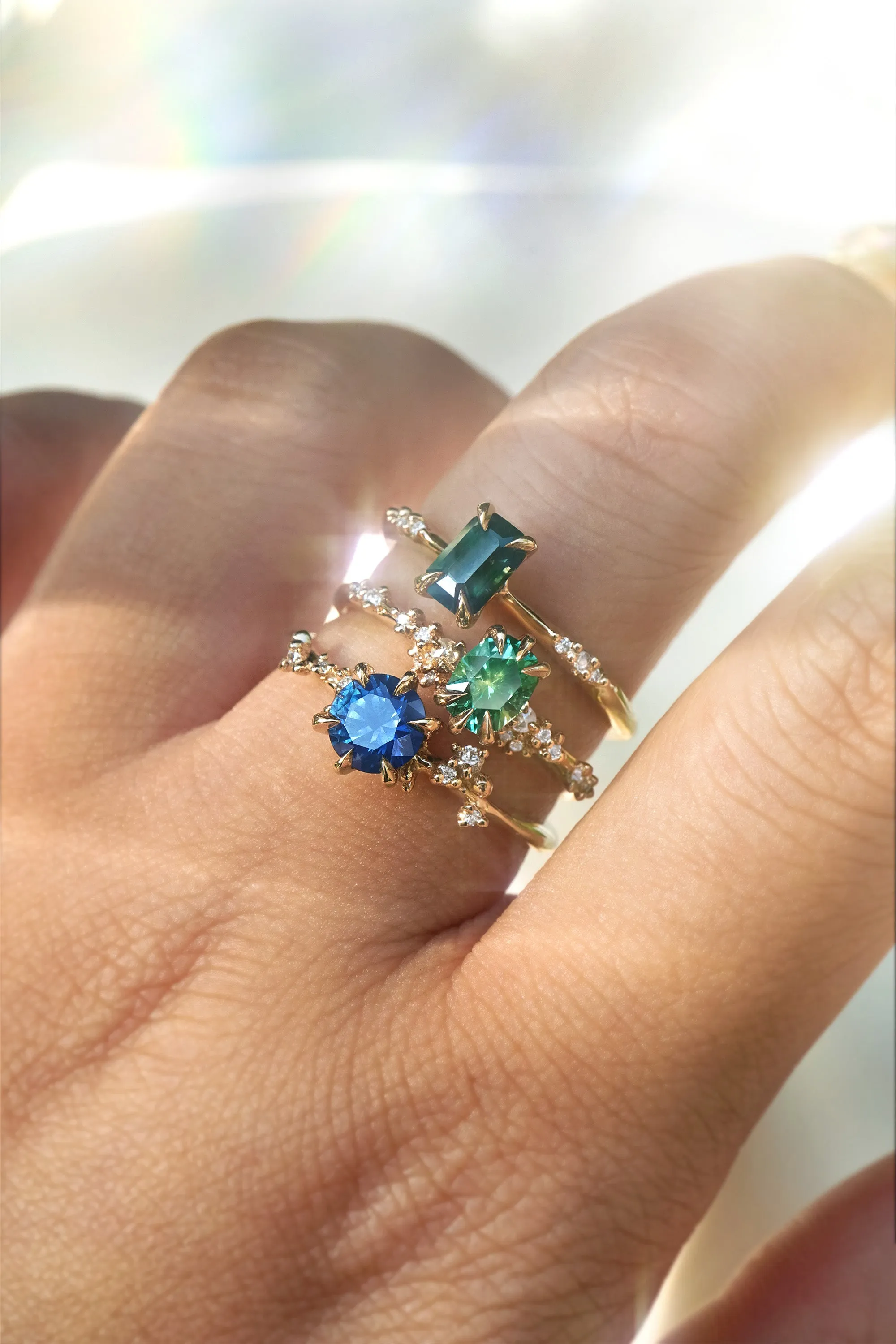 Rich Spruce Green Montana Sapphire Daphne Ring