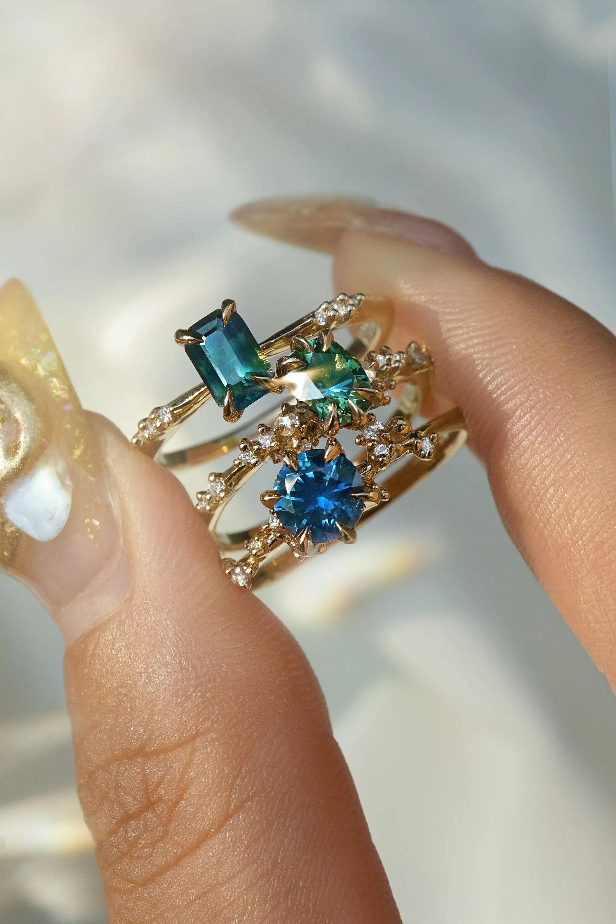 Rich Spruce Green Montana Sapphire Daphne Ring